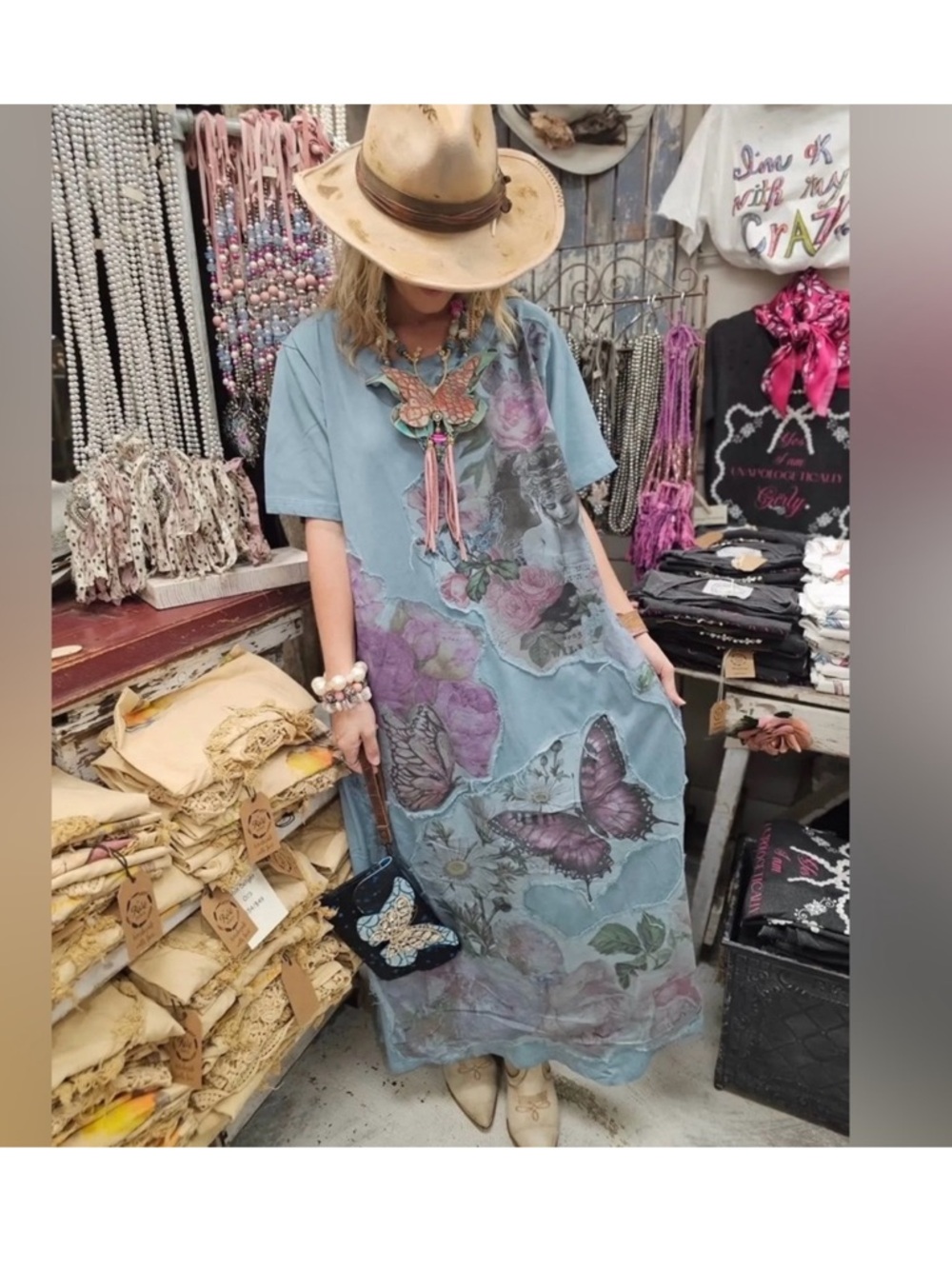 A Rare Bird Butterfly Dress in Dusty Blue